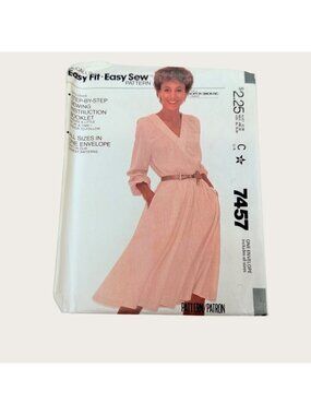 Vintage 1980's McCalls Sewing Pattern 7457 Misses Dress Size 6-20 Uncut